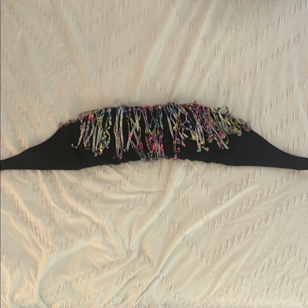 Victoria's Secret Black Bikini with Multicolor Fringe